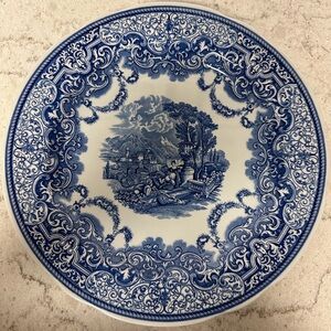 The Spode Blue Room Continental Views Plate - White and Blue